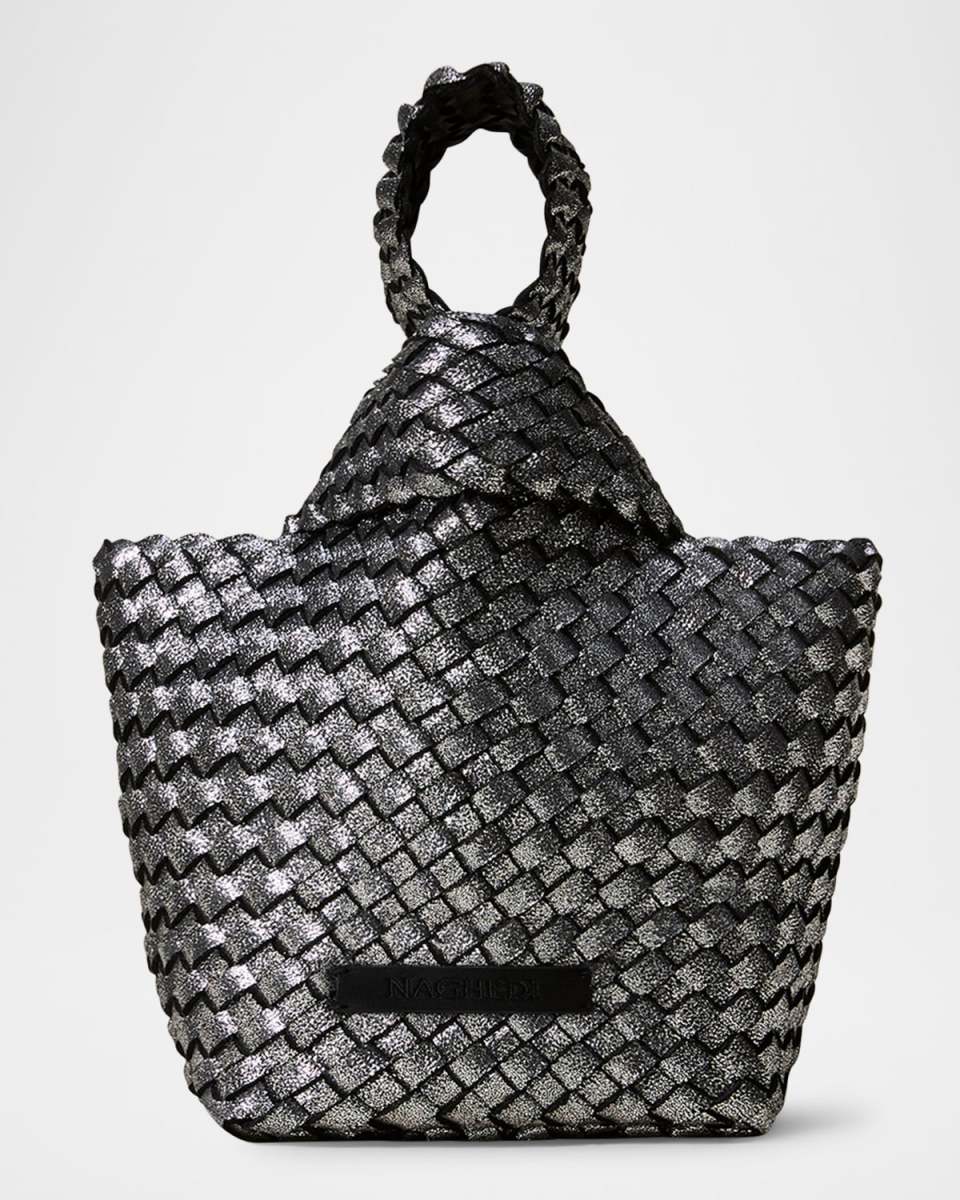 Kyoto Metallic Woven Top-Handle Bag